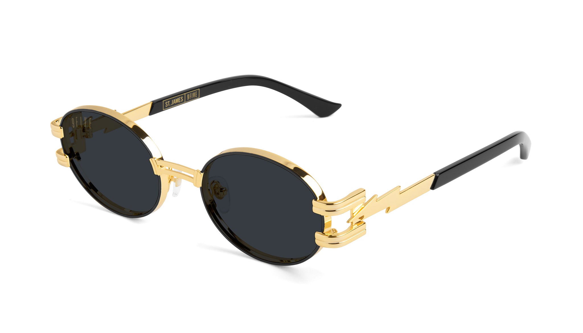 ⚡9FIVE St. James Bolt⚡ Black & 24K Gold Sunglasses Rx