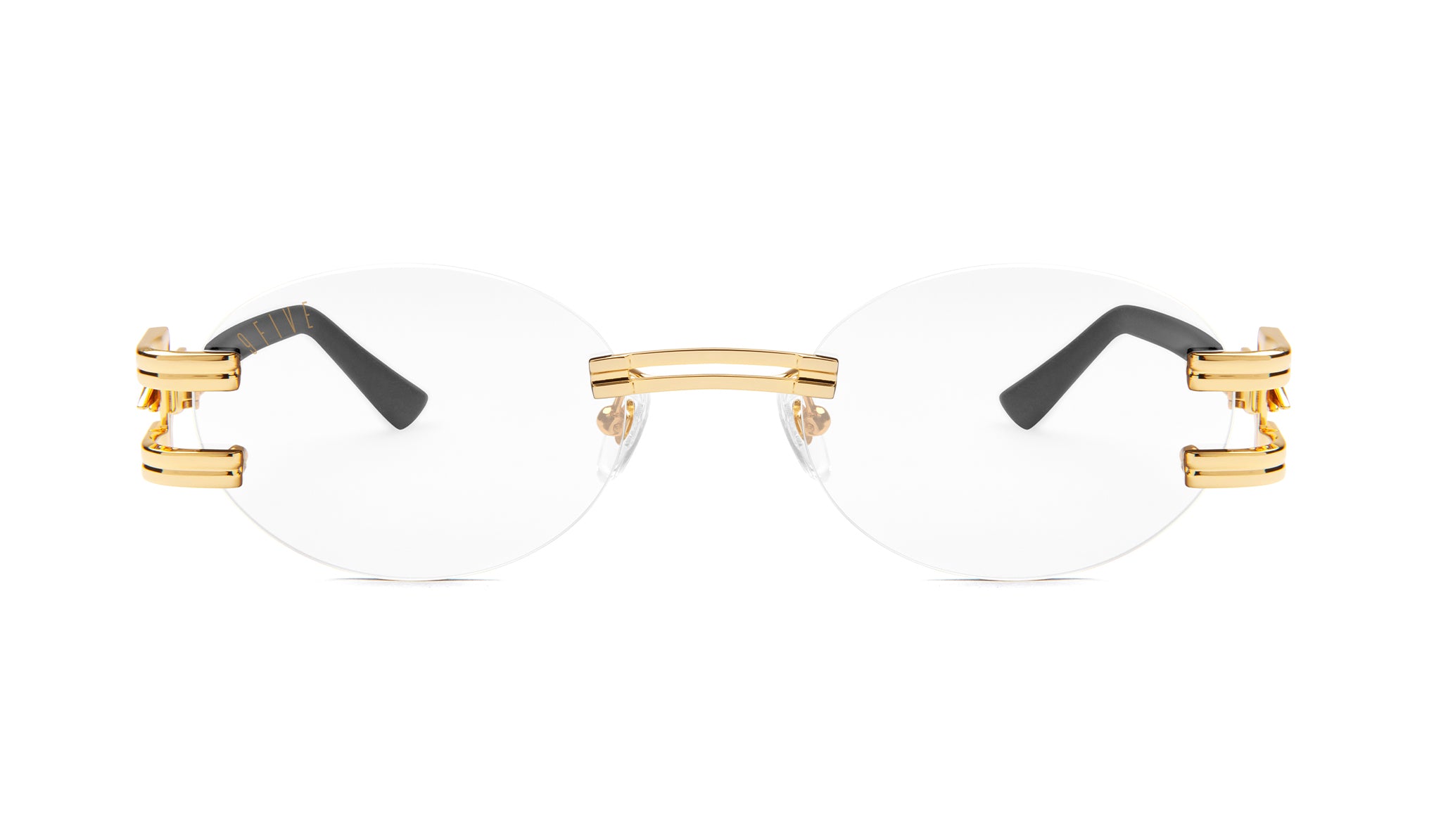 ⚡9FIVE St. James Bolt⚡ Lite Black & 24K Gold Clear Lens Glasses