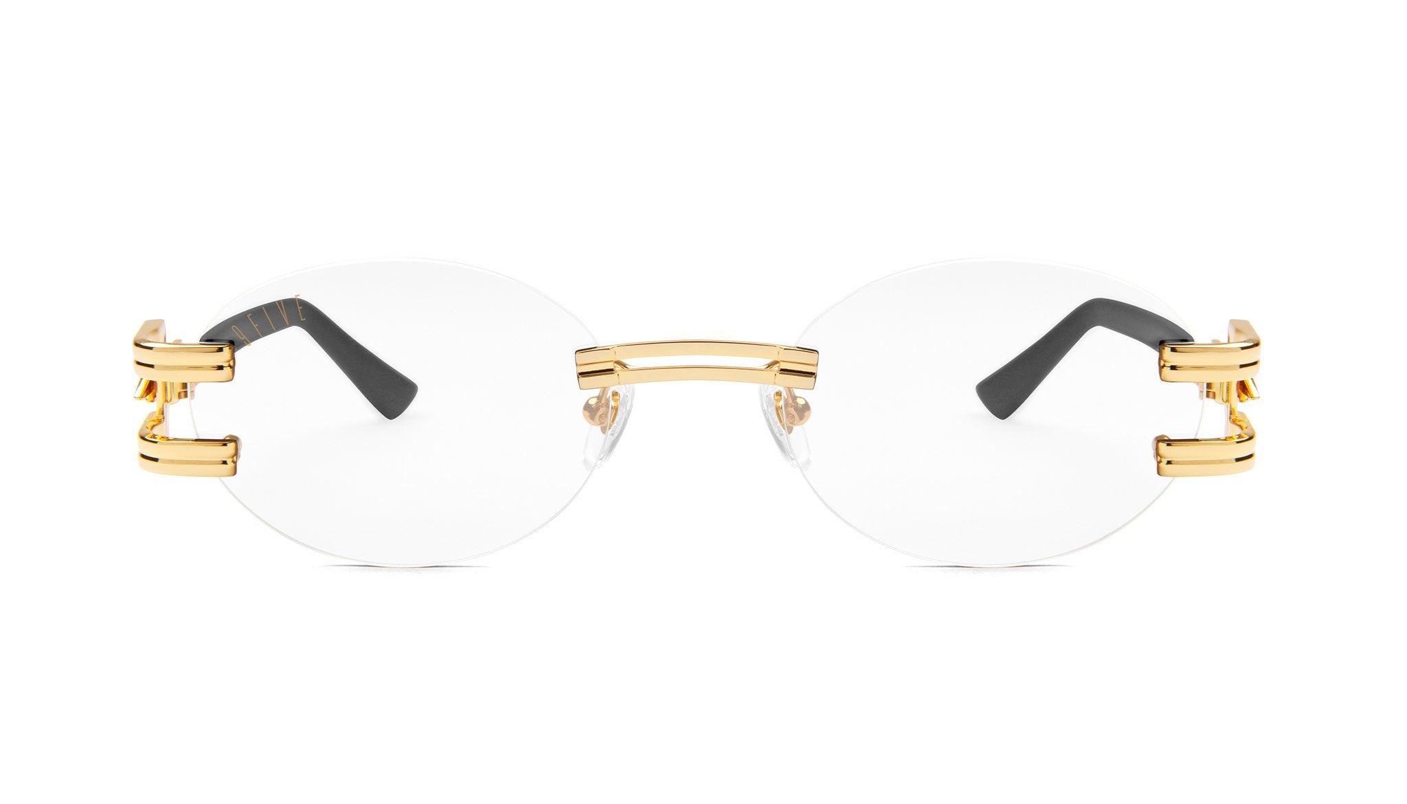 ⚡9FIVE St. James Bolt⚡ Lite Black & 24K Gold Clear Lens Glasses Rx