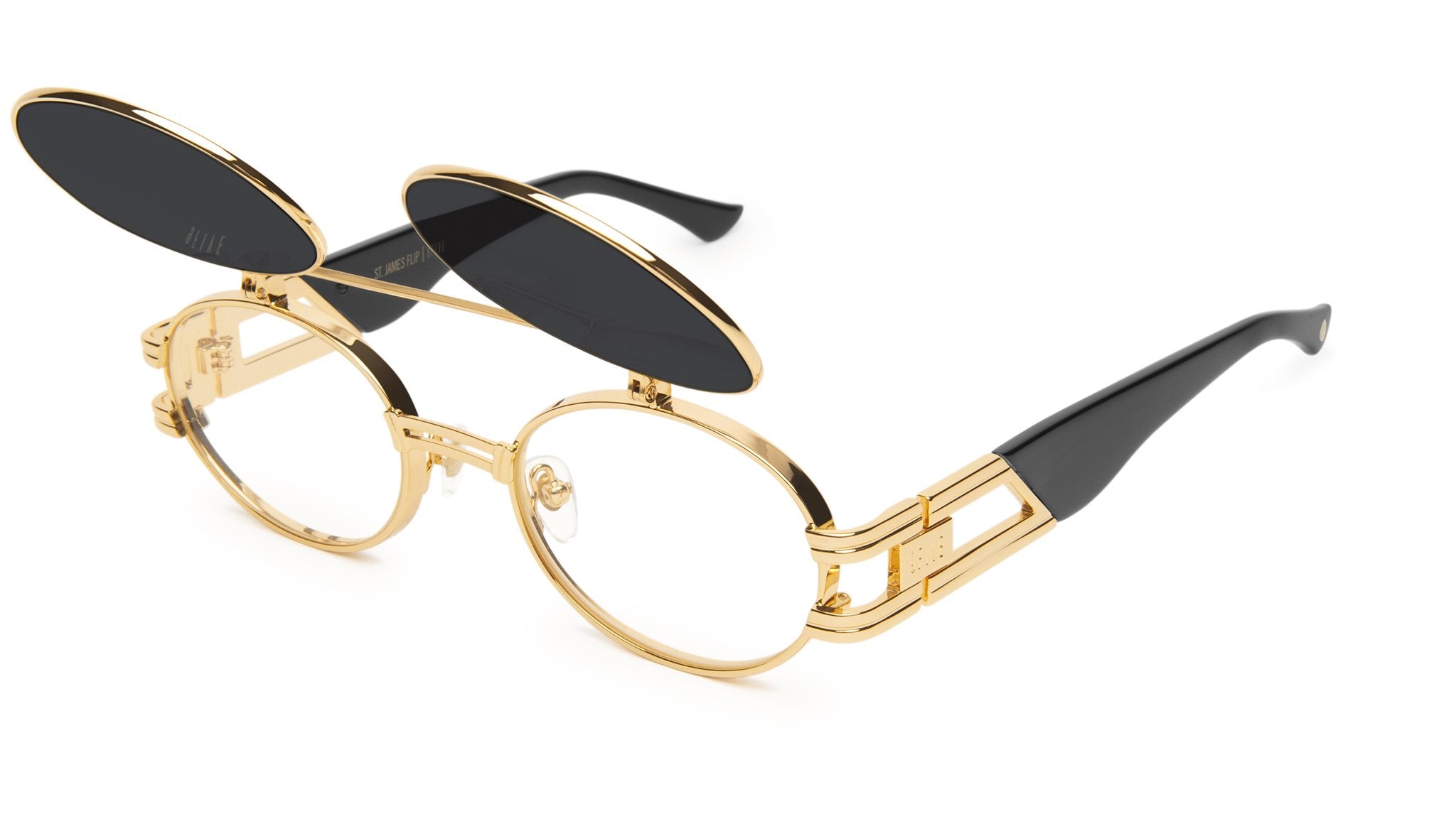 gold flip up sunglasses