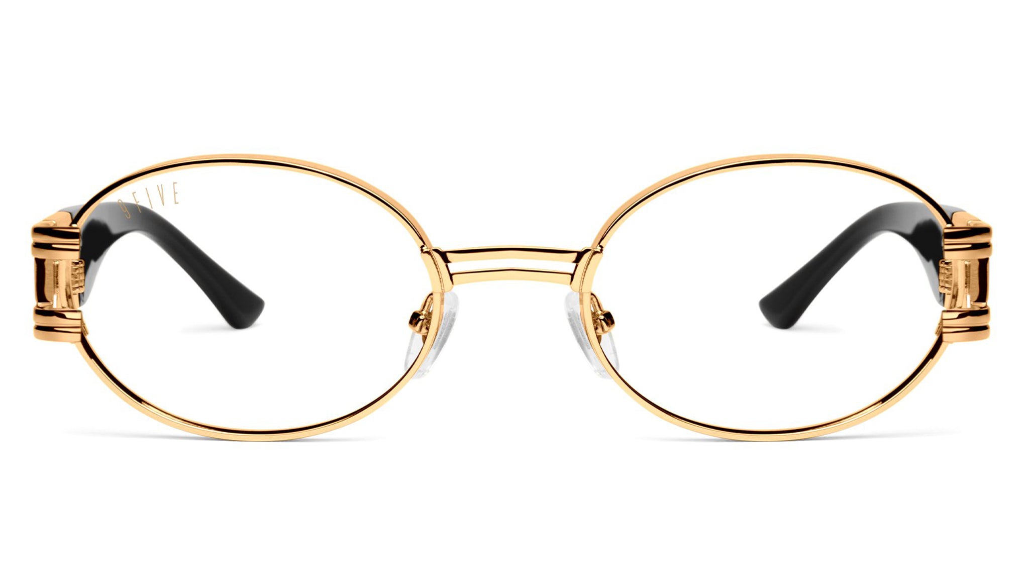 9FIVE St. James XL Black & 24K Gold Clear Lens Glasses