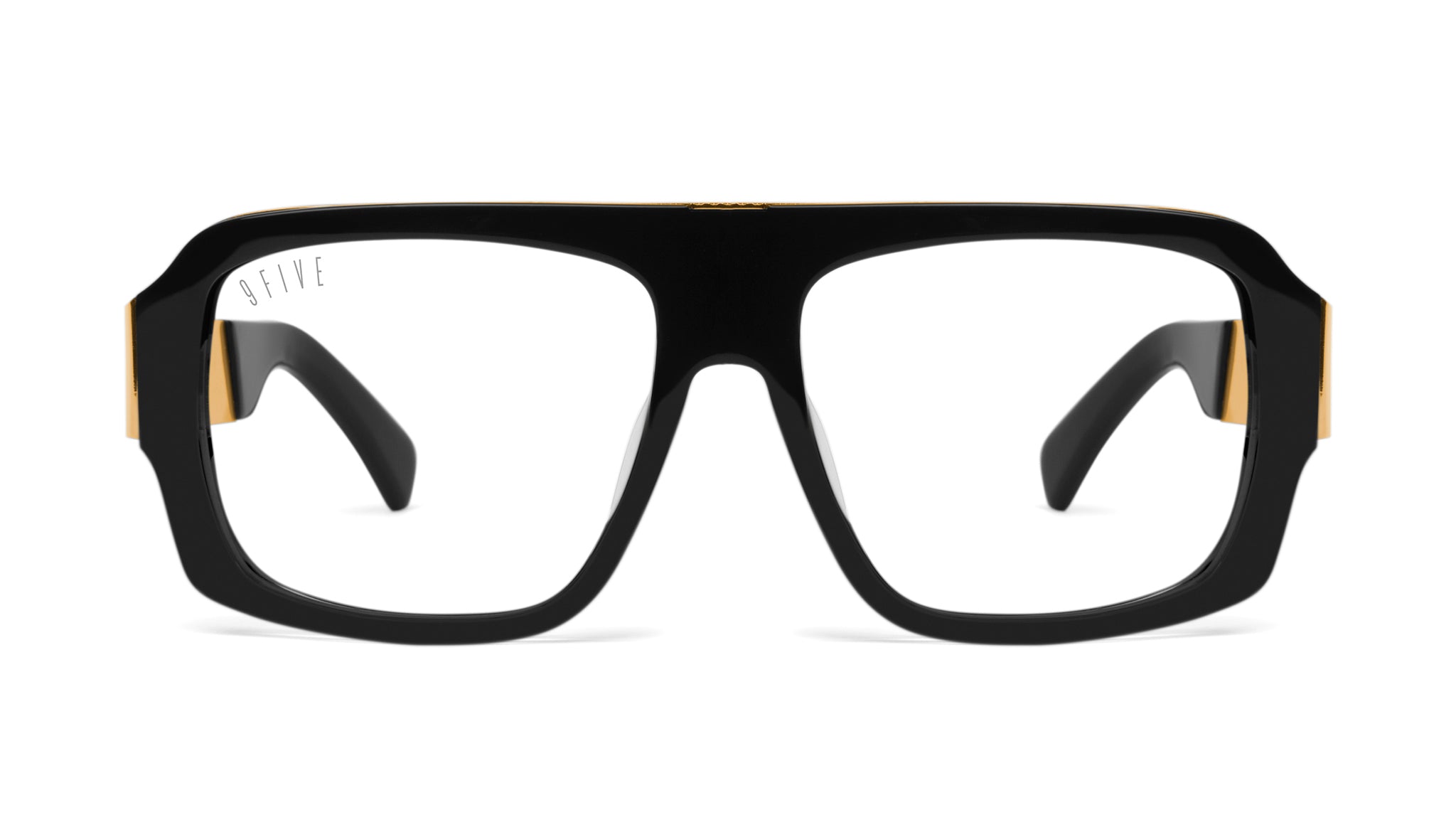 9FIVE Tips LX Black & 24K Gold Clear Lens Glasses Rx