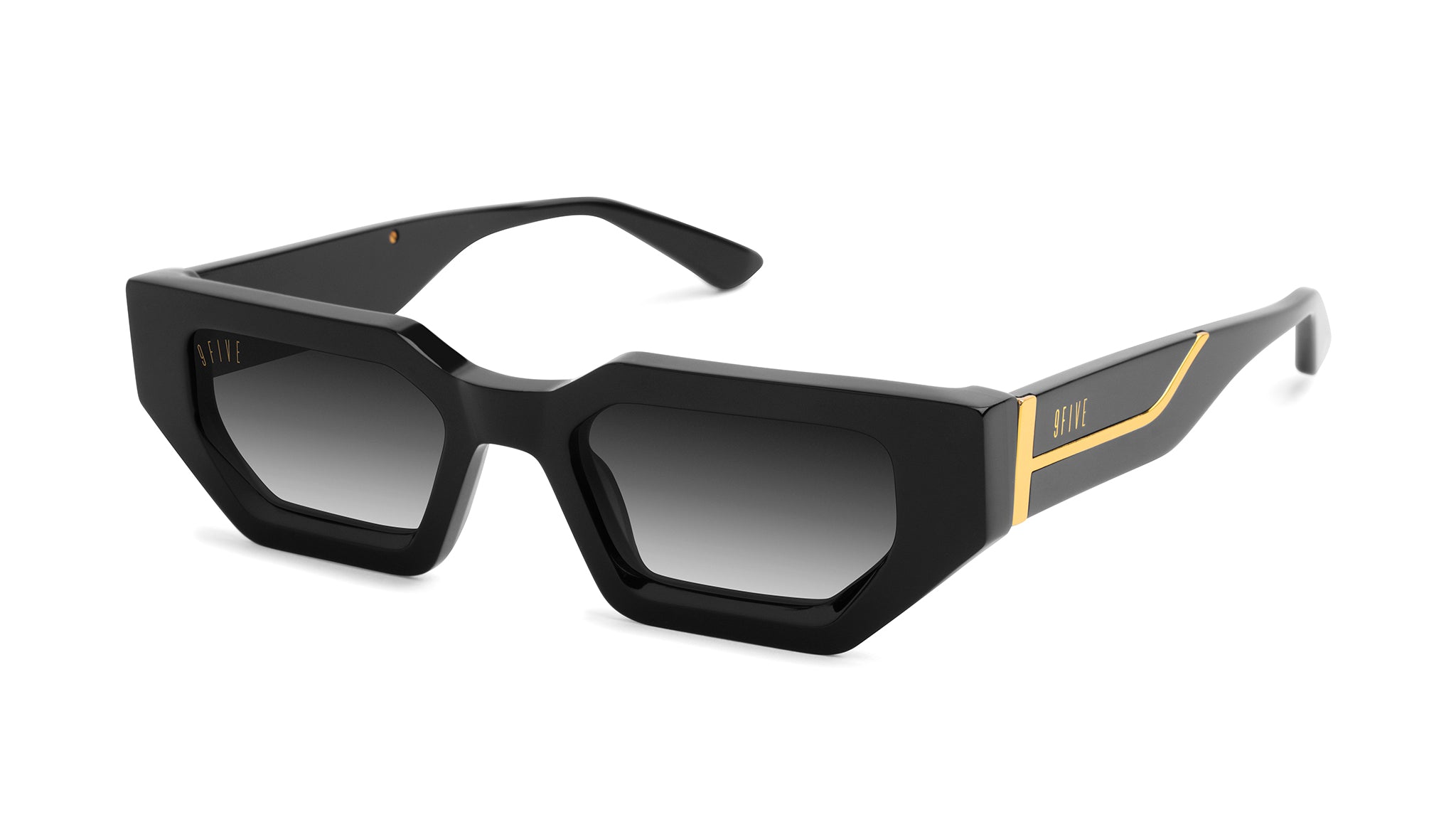 9FIVE Vincent Black & 24K Gold - Gradient Sunglasses