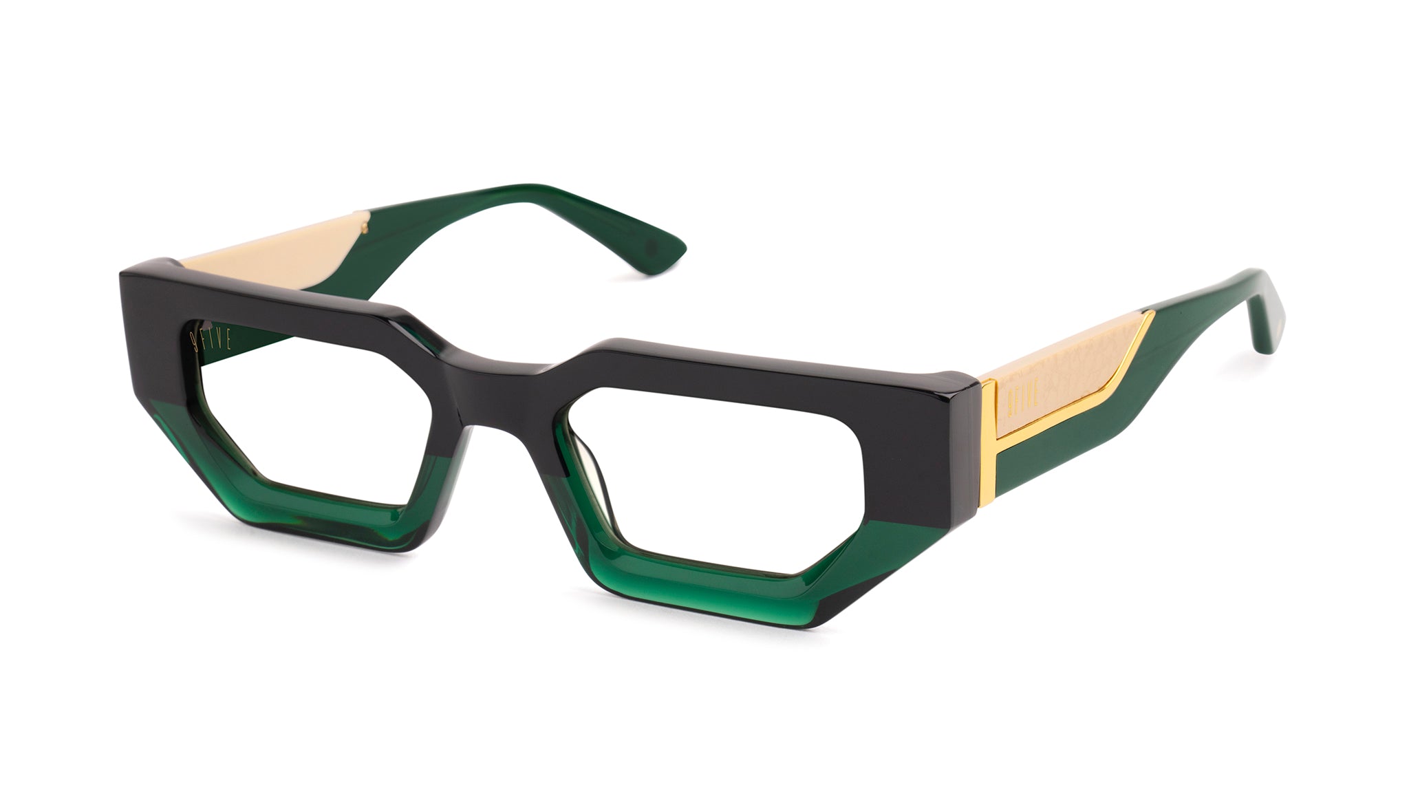 9FIVE Vincent Tundra Green - Clear Lens Glasses