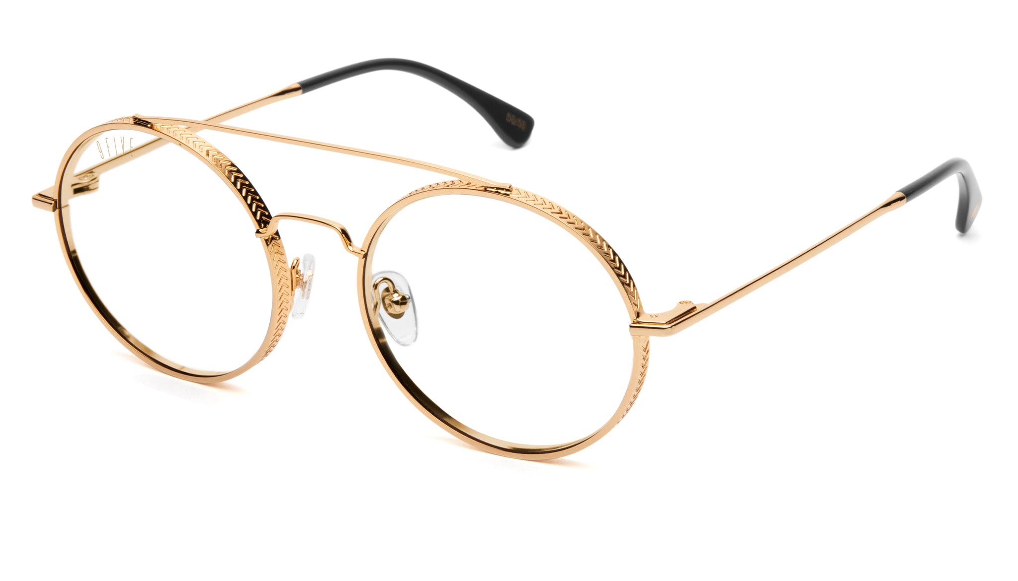 9FIVE 50-50 XL 24K Gold Clear Lens Glasses