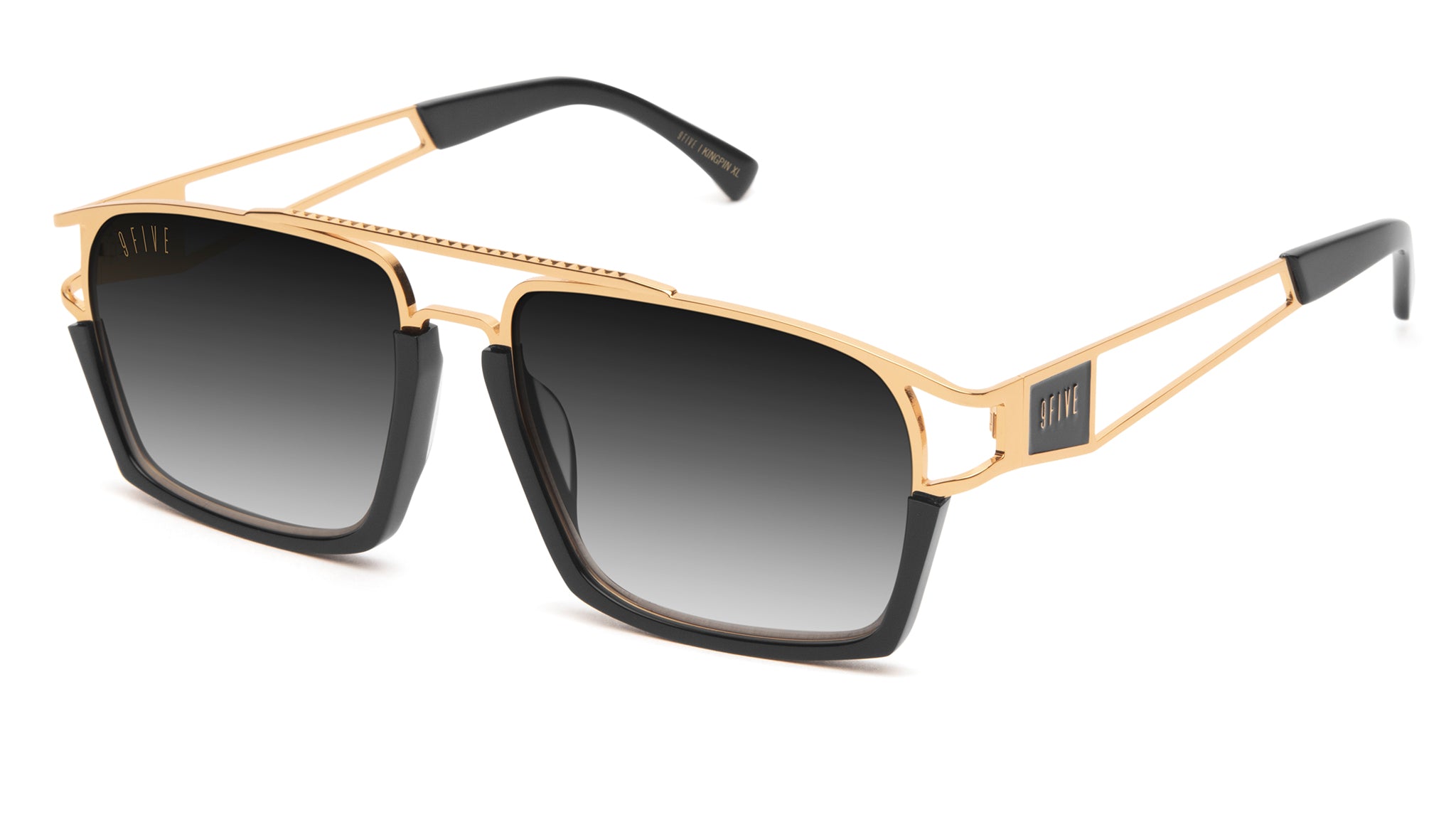 9FIVE Kingpin XL Black & 24K Gold - Gradient Sunglasses