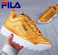 gold color shoes