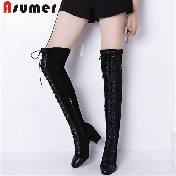 genuine leather over the knee boots