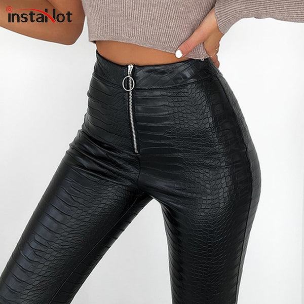 leather high waisted skinny jeans