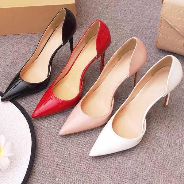 red wedding pumps