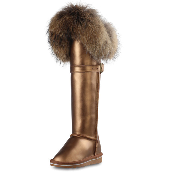 fox fur snow boots