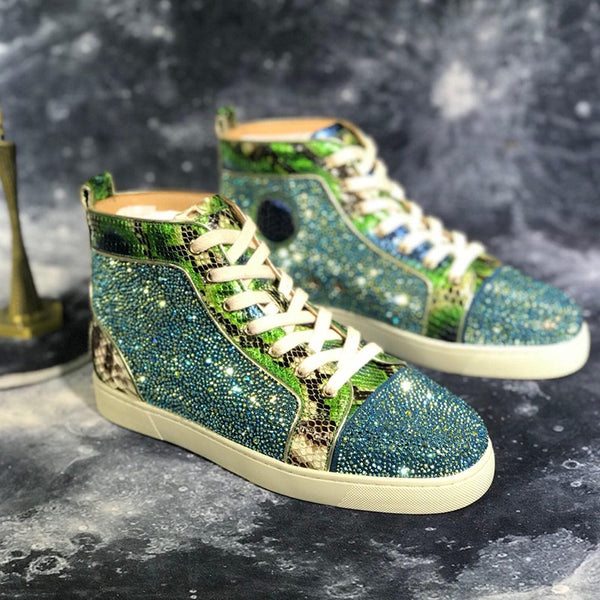 Red Bottom Men Sneakers Luxury Glitter 