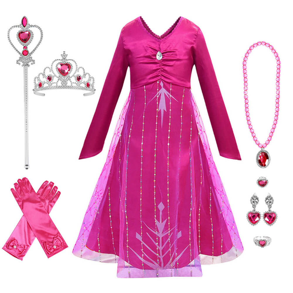 Princess Elsa New Hot Pink Dress Halloween Cosplay Costume Daily Wear ...