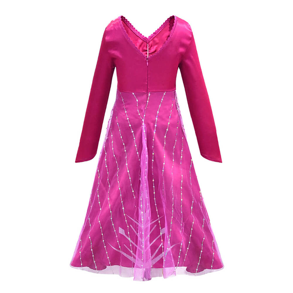 Princess Elsa New Hot Pink Dress Halloween Cosplay Costume Daily Wear ...