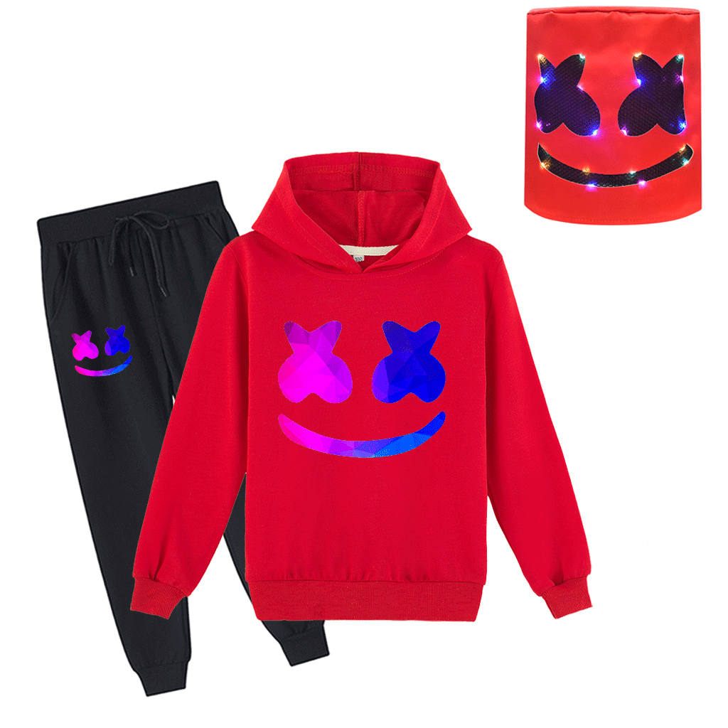 Dj Marshmello Music Festival Kids Printed Hooded Tops And Loose Trousers  Outfit Set With Headwear | Fruugo QA