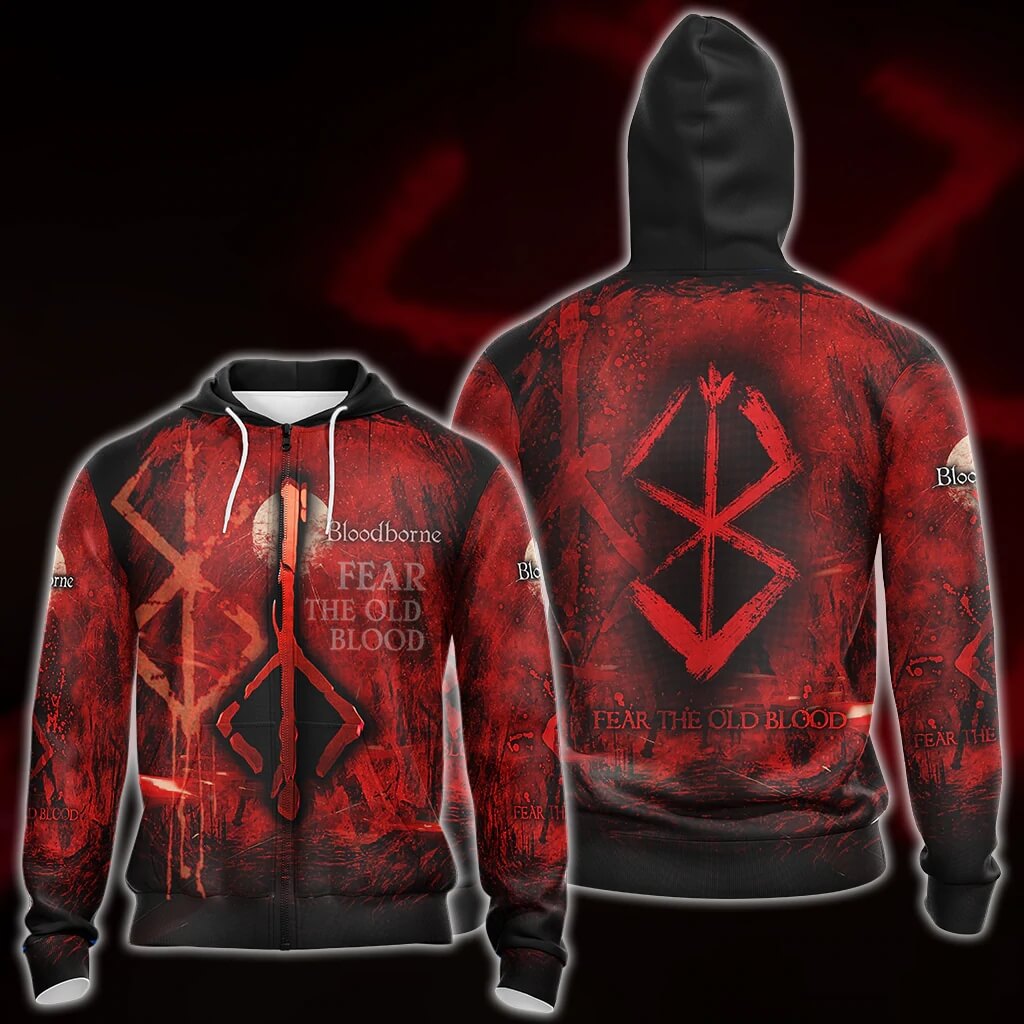 Adult Bloodborne Red City Background Pullover Hoodie Sweatshirt and T-shirt for Men's