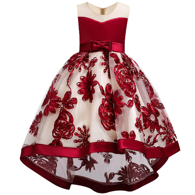 Flower Girl Dress Girls Embroidery Elegant Pageant Party Princess Dres ...