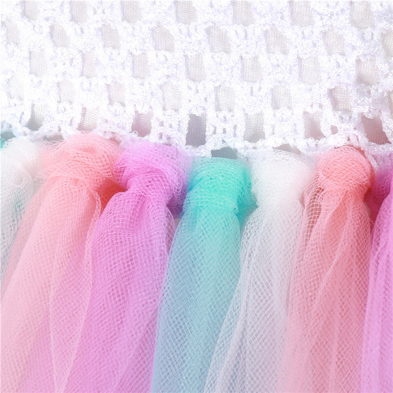 Girls Sweet Flower Princess Gradient Lace Bow Tutu Party Wedding Gown Dress