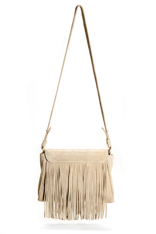 beige suede handbag