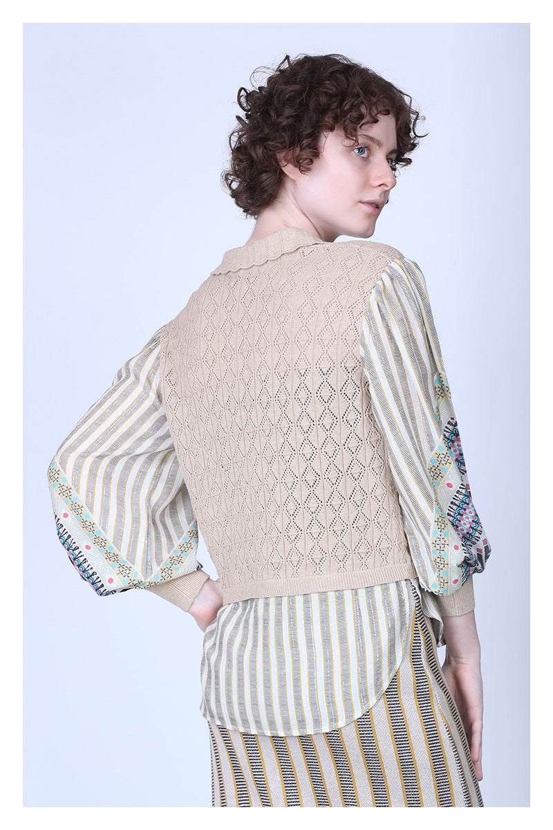 CONDITIONS APPLY | Hyacinth Knitted Top | Beige/Multi