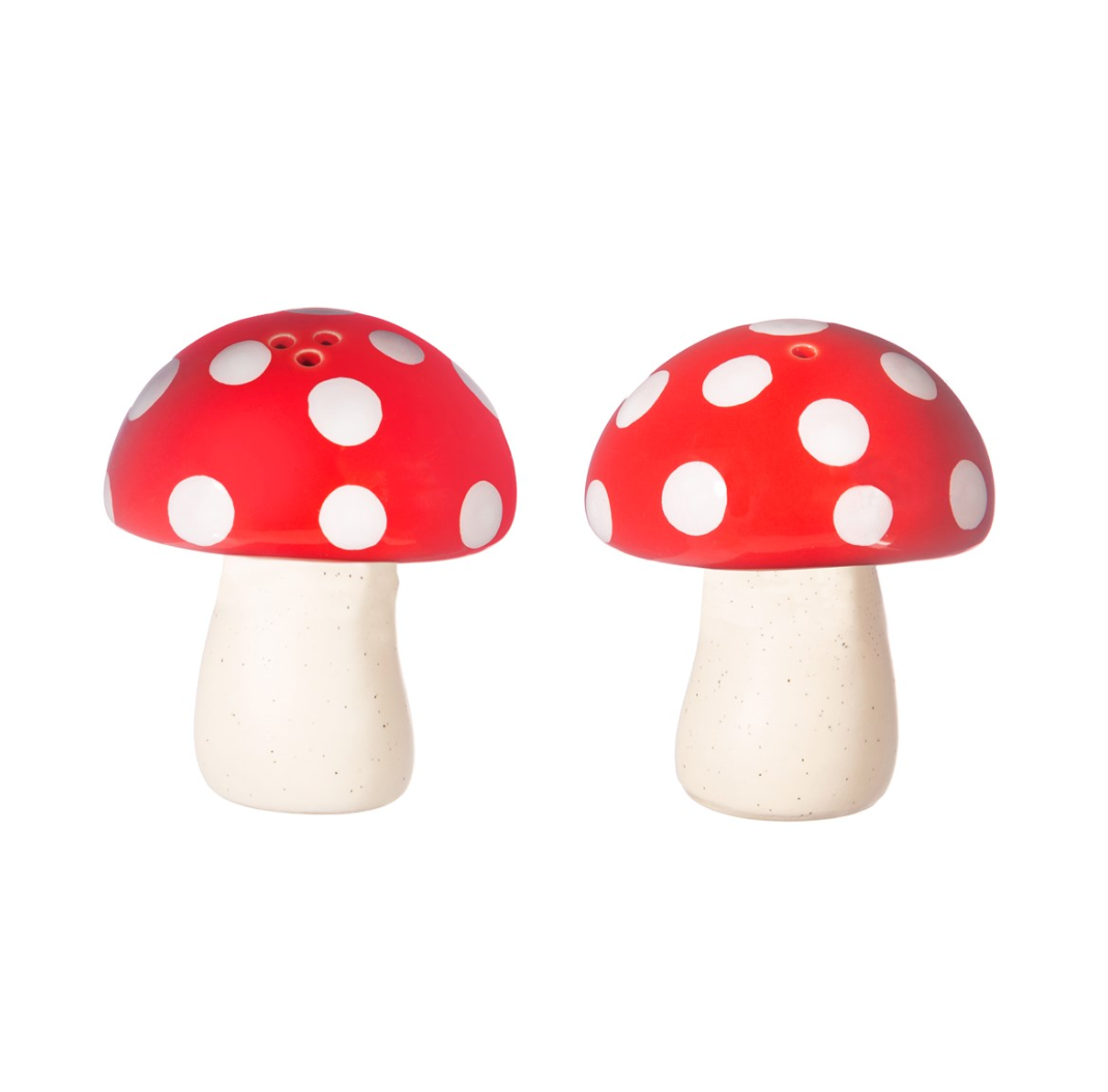 S & B | Mushroom Salt and Pepper Set | Red