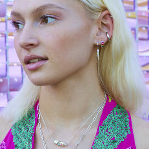 SCREAM PRETTY |  Rainbow Baguette Huggie Earrings - LONDØNWORKS