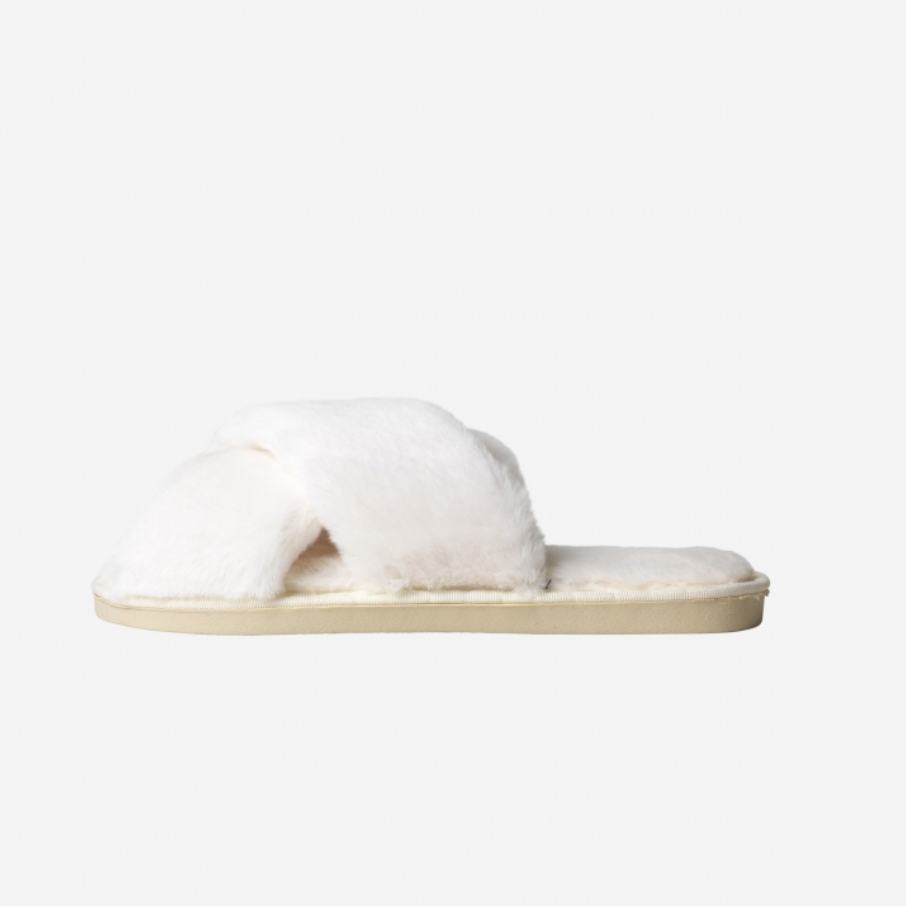 AMERICANDREAMS | Lou Faux Fur Slippers | Cream White