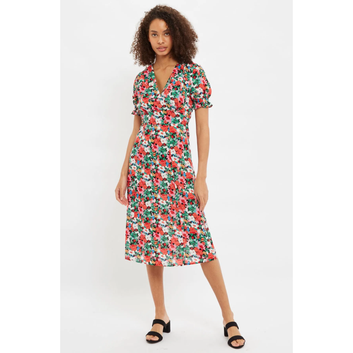 LOUCHE | Corina Flower Print Midi Tea Dress