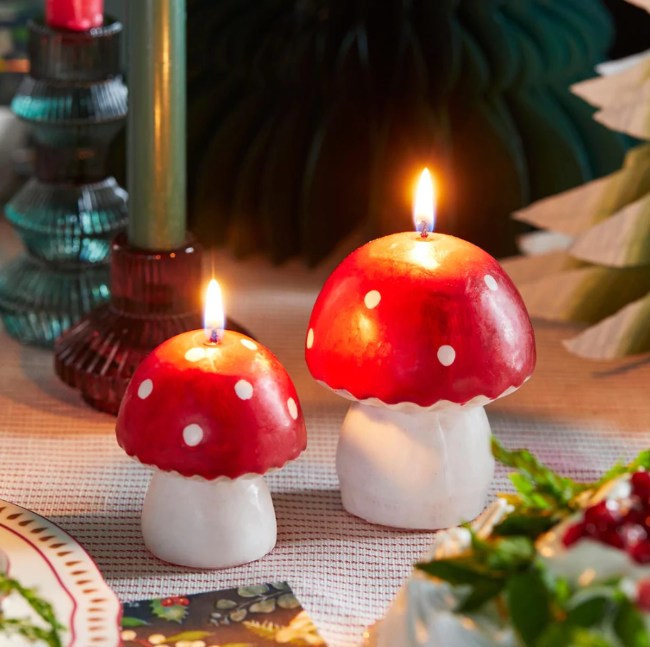 TALKING TABLES | Large Midnight Forest Toadstool Candle | Red