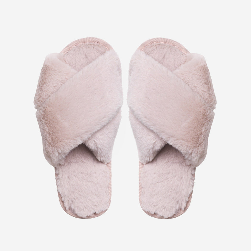 AMERICANDREAMS | Lou Faux Fur Slippers | Light Pink