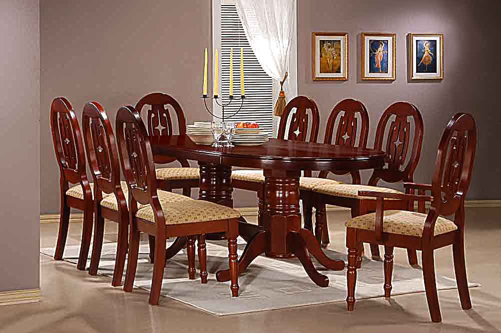 Moscow Solid Rubberwood Dining Table Set With 6 Side 2 Arm