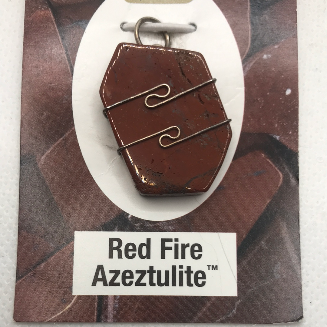 Azeztulite- Red Fire Wrapped Pendant