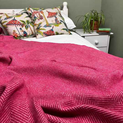 Hot pink merino wool blanket