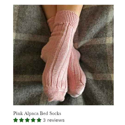 Pink alpaca bed socks with 5 star reviews