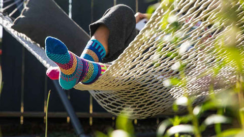 Relaxing in a hammock in a garden