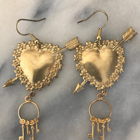 Heart earrings | Valentines Day | Vintage Valentine | Bohemian Style