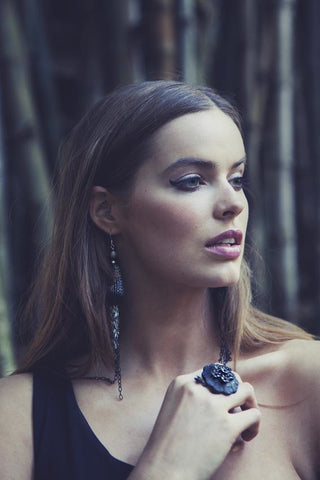 Robyn Lawley wears Ghost and Lola Luxe Vintage Art Jewellery