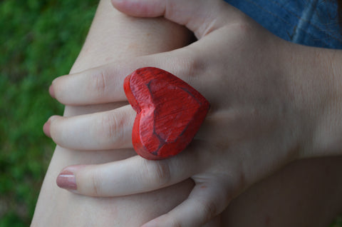 Valentines Day Vintage Heart Ring for your Sweetheart Bohemian Red XL Heart