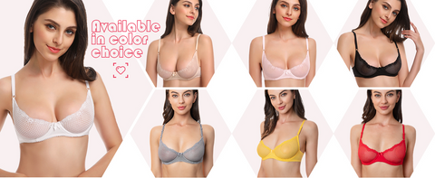 See Through 1/2 Cup Lace Underwire Demi Bra Lemon Yellow – WingsLove