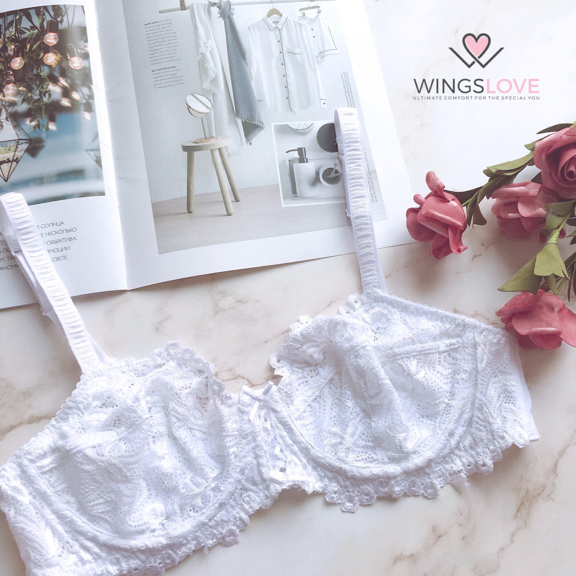 WingsLove Full Coverage Non-Padded Lace Bra Soft Cup