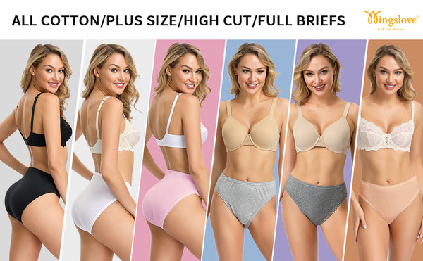 Comfort Soft Cotton Plus Size Underwear High-Cut Brief Panty 3 Pack –  WingsLove