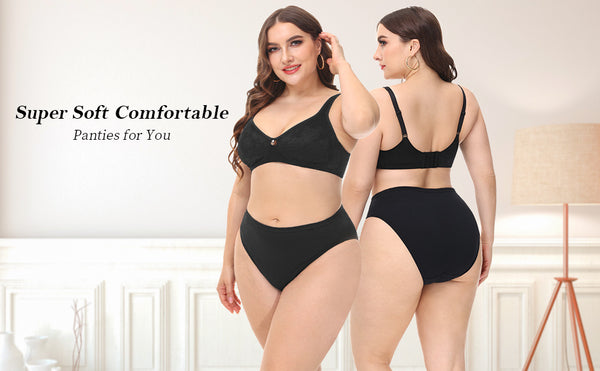 Women's Plus Size Fashion Hi Cut Brief 3 Pack - Black