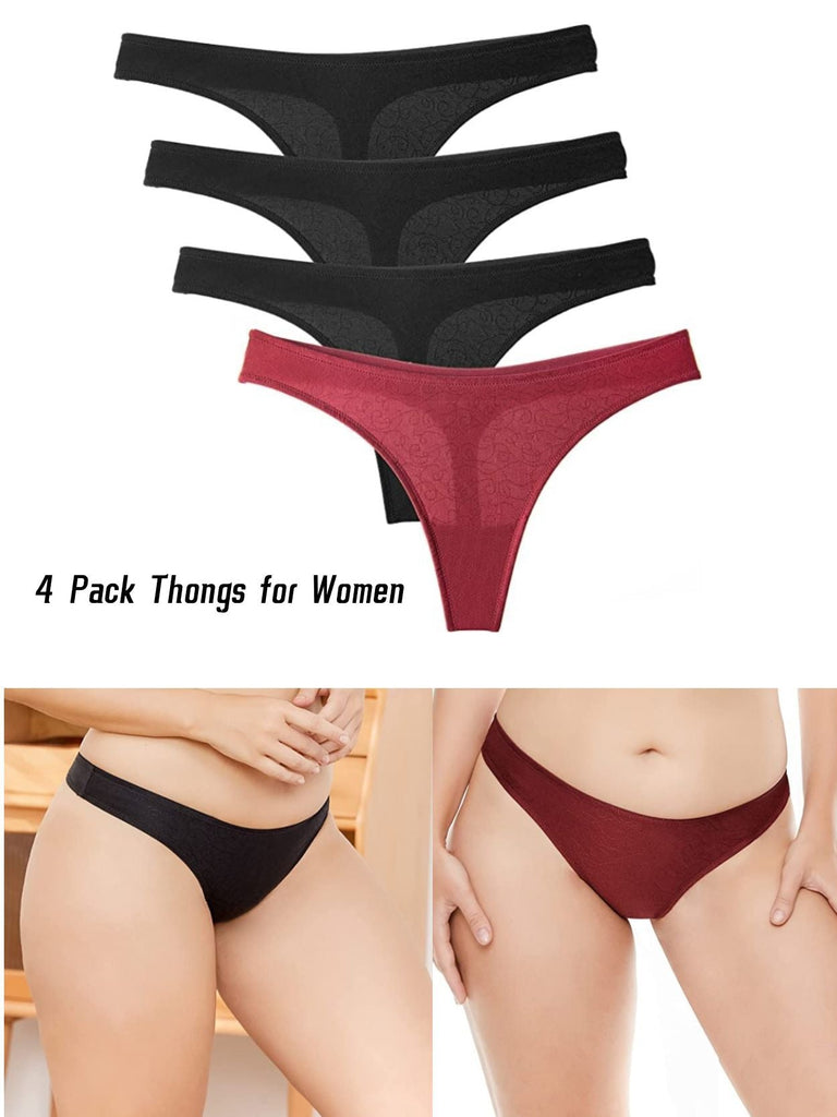 Womens Underwear Cotton Seamless Stretch Ladies Low Waist Sexy Thong Panties  4 Pack(Color:w11-04,Size:X-Large) : : Clothing, Shoes & Accessories