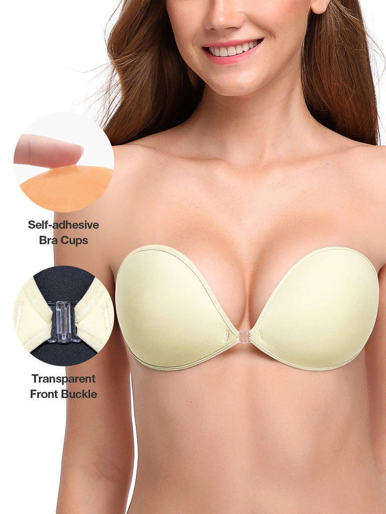 YouLoveIt Invisible Push-up Silicone Bra Strapless Backless Bra Women  Silicone Bras Women Breathable Self-Adhesive Breast Lifting Bra 