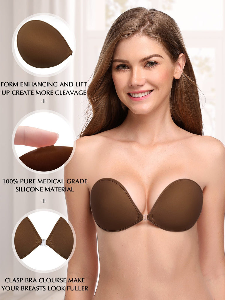 Wingslove Adhesive Bra Reusable Strapless Self Silicone Push-up Invisible  Sticky Bras for Backless Dress, Beige, B price in UAE,  UAE