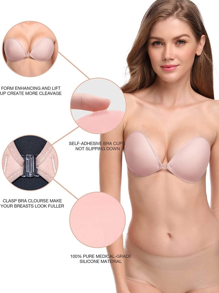 Bra Strap Pads Non Women Lingerie Strapless Front Buckle Lift Bra Wire Free  Slip Invisible Push Up Bandeau Bra Belly Button Covering