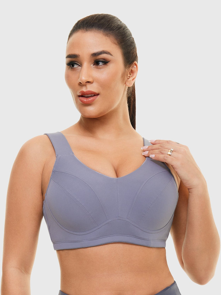 WingsLove Womens High Impact Sports Bra Wirefree Molded Cup Reflective  Stripe Sports Bras Racerback High Support Workout Bra（Grey-Blue，36DD） :  : Clothing, Shoes & Accessories