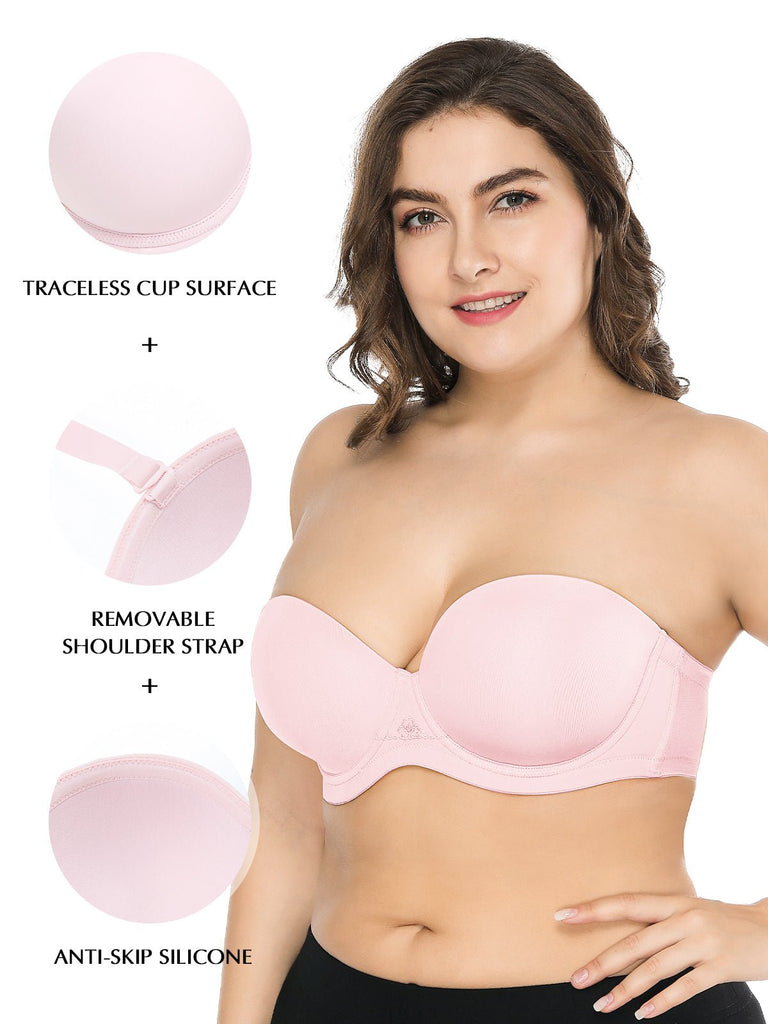 FallSweet Longline Strapless Bras for Bigger Bust Underwire Full Cup Wide  Back Bra (Pink, 36C) : : Fashion