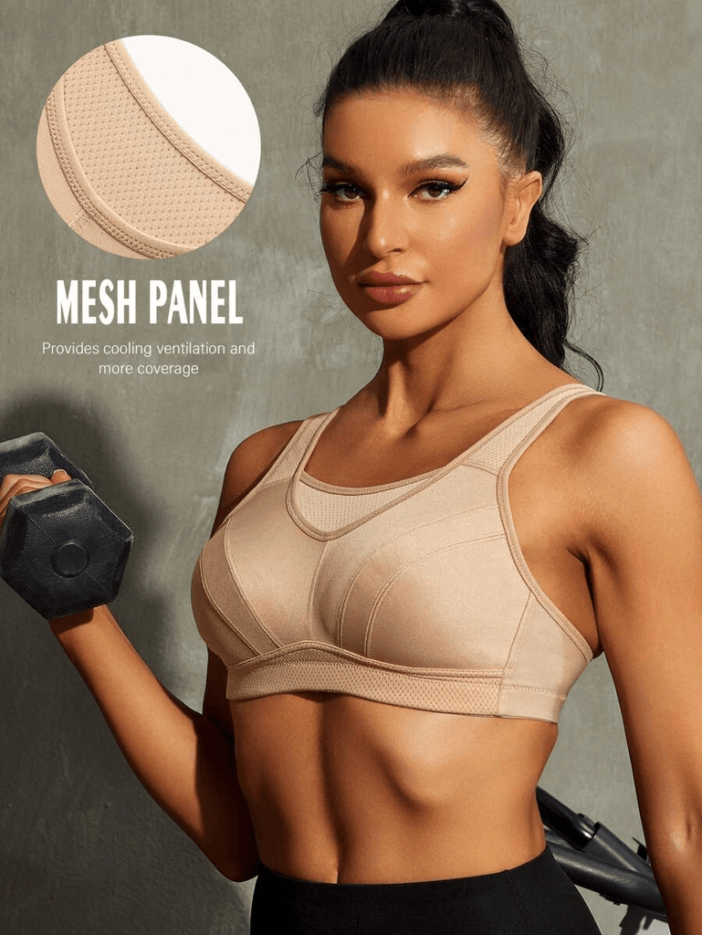 Sports Bra High Impact Underwire Non-Padded Soft Cups Pink