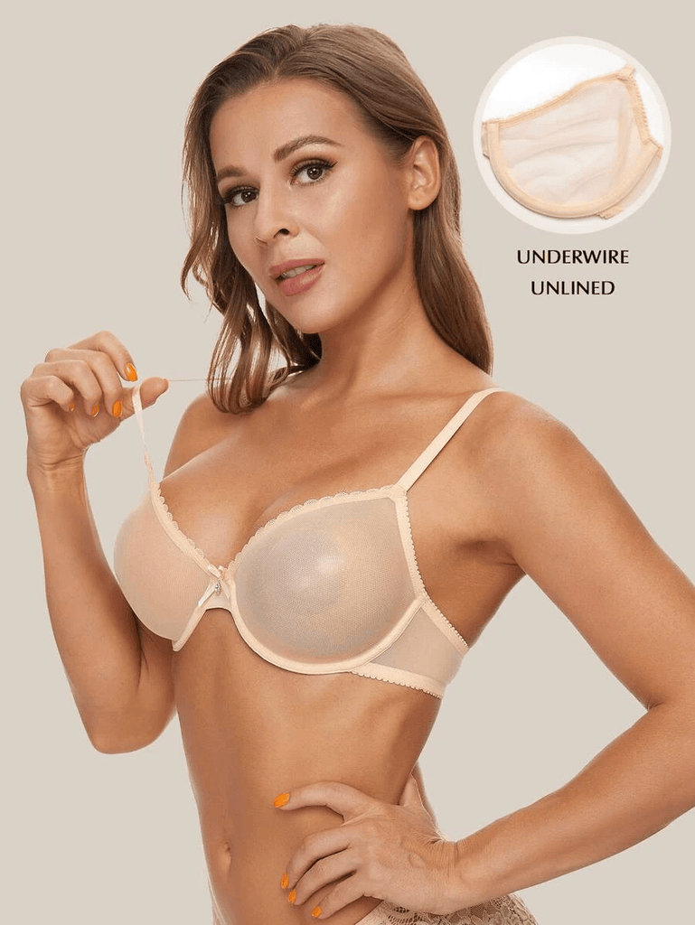 MRULIC bras for women Womens Underwire Bra Lace Floral Bra Unlined Unpadded  Plus Size Full Coverage Bra Black + L 